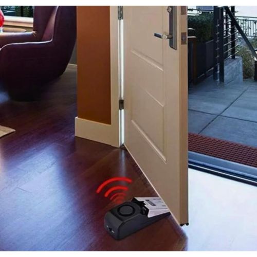 alarme d'arrêt de porte sans fil, idéal pour la maison. Système de d'alerte blocage en Acier Inoxydable noir