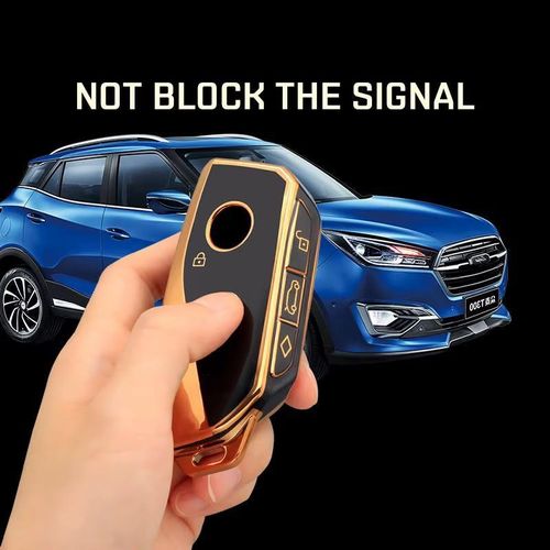 Coque Clé BMW Luxe - Noir & Gold Rose - TPU Anti-Rayure - Série 3/5/7 X1 X3 X5 X6