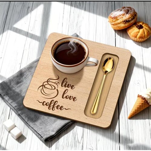 Plateau de Service Individuel en Bois – Live Love Coffee