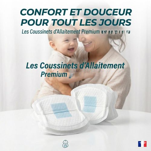 Lot de 30 Coussinets dAllaitement Jetables Protection Ultra Absorbante Confort Invisible Coussinets Doux avec Fixation Scurise pour Mamans