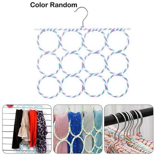 Porte-écharpe en corde Cintre foulard ceinture et cravates à 12 anneaux