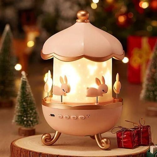 Lampe Carrousel Lapin Musicale – Veilleuse LED Rotative pour Enfant