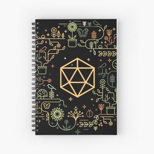 Polyhedral D20 Dice of The Druid Minimalist Tabletop RPG Addict Spiral Notebook Bloc note