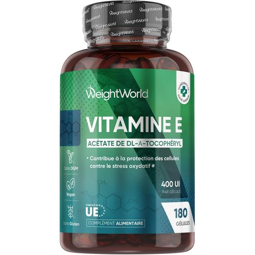 Vitamine E 400 UI – Complément Alimentaire Antioxydant 180 Gélules Vegan