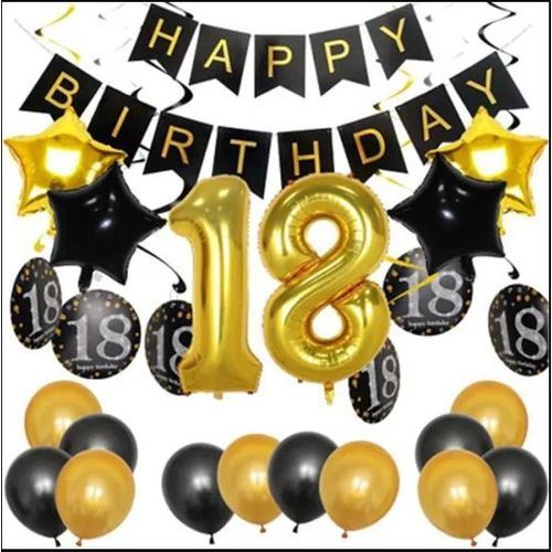 Ballons Aluminium Or Anniversaire Chiffre 18 ans