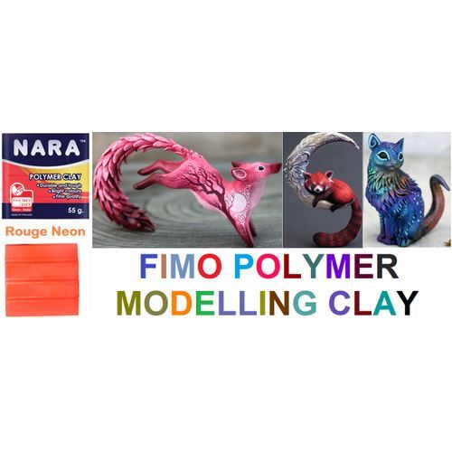 Patte Argile Fimo Polymer Clay Modelling,Rouge Néon,Cuire Four,Toute Réalisation