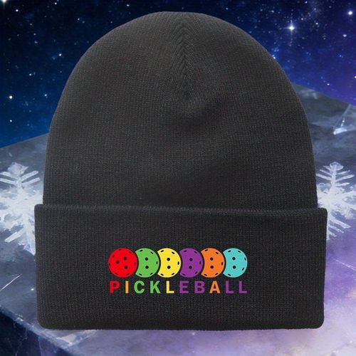 1pc Chapeau Tricoté Tendance pour Homme avec Design PICKLEBALL, Bonnet d'Hiver Chaud et Élastique, Chapeau Unisexe pour Temps Froid, Cadeau Parfait, Accessoire Quotidien, Chapeau Tricoté Imprimé Essentiel pour les Passionnés de Pickleball, Bonnet Tric