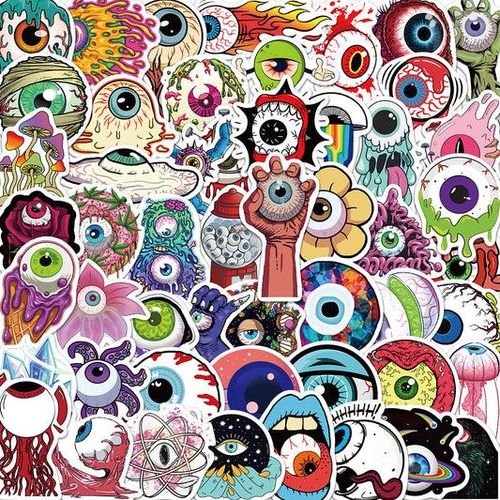 52pcs Trippy Eyeball Stickers Horror Style