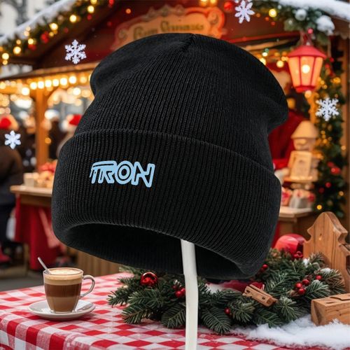1 bonnet TRON en acrylique tricoté avec logo, chapeau d'hiver chaud et coupe-vent, style science-fiction, convient aux hommes et aux femmes, ski en temps froid, activités de plein air, utilisation automne et hiver