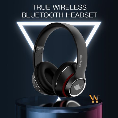 R4 ecouteurs Casque Bluetooth V5 + sans fil TSuppor TF Card-FM-Audio input