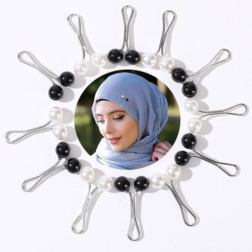 Ensemble de 12 épingles à hijab en perles de qualité supérieure pour femmes, épingles de sécurité anti-accrocs pour foulard, broches décoratives pour hijab, dupatta et châle.