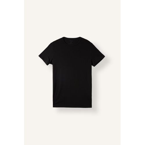 T-shirt basique en coton côtelé à col rond Coupe slim
