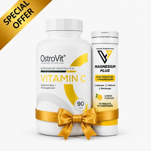 Pack Vitamin C 1000 mg 90 Tabs + Electrolytes Plus Magnesium - Citron 10 Comprimés Effervescents