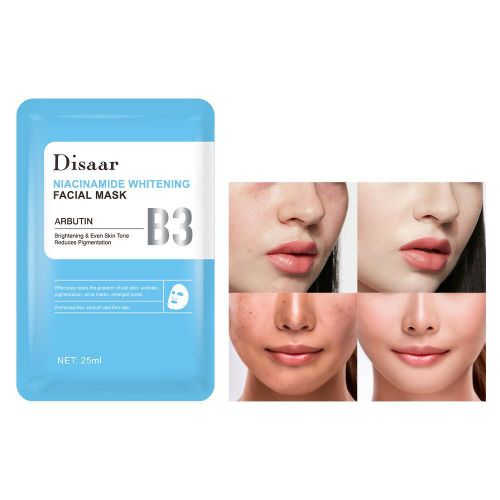 5 Masques de niacinamide pour le visage éclaircissant Pigmentation soin pores rétrécissement hydratant éclaircissement de la peau tache sombre masque facial feuille