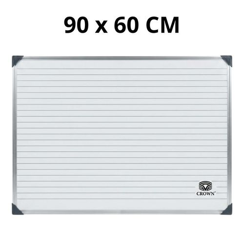 Tableau Blanc Magnétique Double Face 90 x 60 cm – 0.9 Mètre x 0.6 Mètre – Grande Ardoise Lignée + Blanche – Effaçable à Sec – Cadre Aluminium – Bureau, École, Formation & Présentation