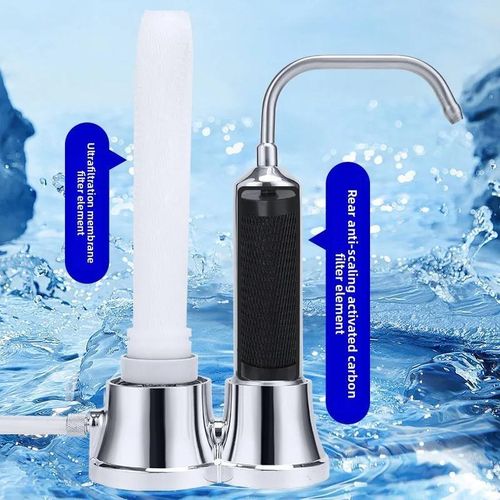 Filtre à eau robinet, purificateur d’eau inox, filtre ultrafiltration cuisine, double filtration anti-chlore, élimination impuretés, eau potable pure, filtre robinet acier inoxydable, installation facile, purificateur anti-tartre maison