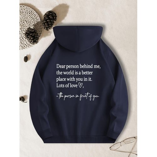 Sweat à capuche confortable en avec message émouvant imprimé - Pull décontracté avec poche kangourou, manches longues et poignets côtelés - Tenue décontractée parfaite, un sweat à capuche indispensable