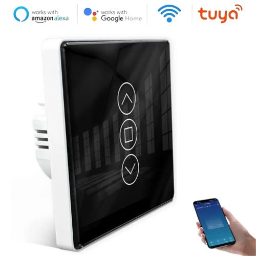 Interrupteur mural intelligent WiFi pour stores et volets roulants tactile en verre incurvé 2.5D
