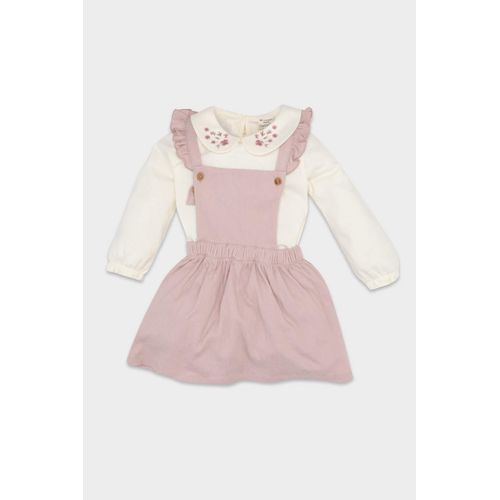 طقم مكون من قطعتين تي شيرت وفستان سالوبيت للطفلة