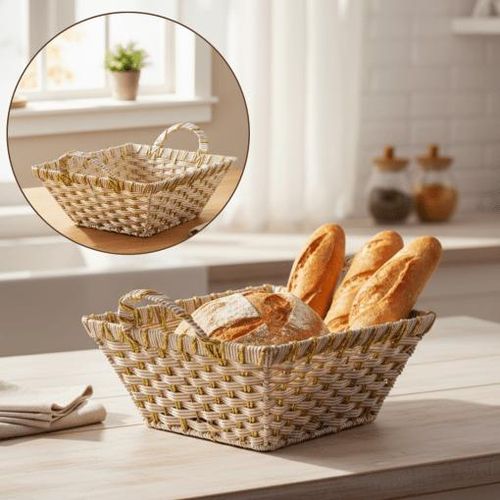 Panier de service pratique pour pain en plastique et tissu