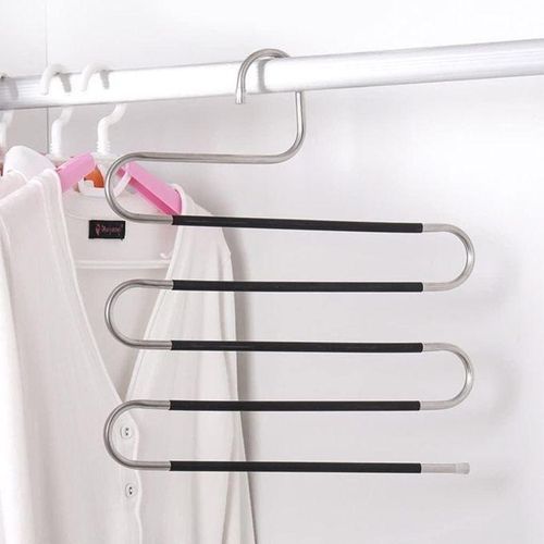 Cintre en acier inoxydable pour ranger 2 pantalons