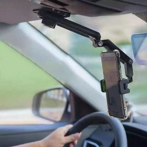 Support Téléphone Voiture Universel pour Rétroviseur – Porte-Smartphone Réglable et Rotatif à 360° pour Tous Types de Téléphones et Utilisation