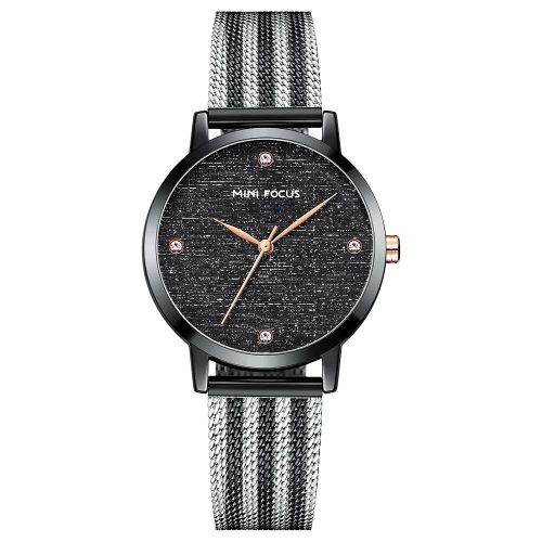 Montre Femme - Style Audacieux Full Black & Bracelet Rayé Unique