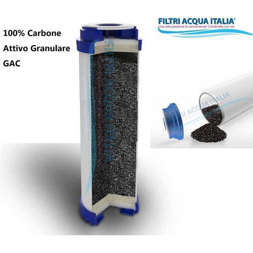 Filtre GAC Blanc avec Embouts Bleus Charbon Actif