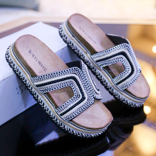 Sandale Plate pour Femme Confortable Noir