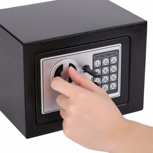 Coffre Fort Électronique Mini 4.6L en Acier Sécurisé avec Code PIN et Clés Fixation Murale ou Sol Noir