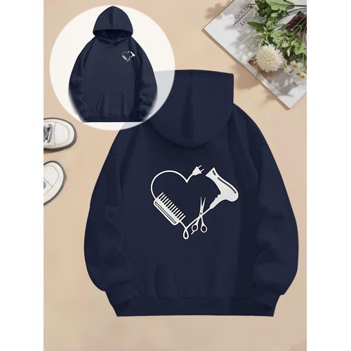 Sweat à capuche avec impression double face de peignes et de sèche-cheveux - Tendance, élégant, unique, décontracté, magnifique et confortable