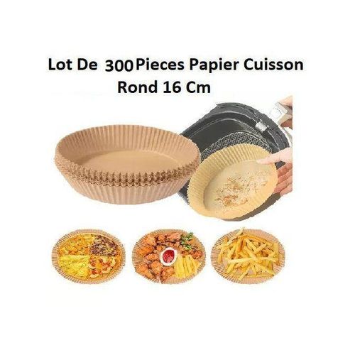 300 Feuilles de Papier Cuisson Rondes Air Fryer 16 cm Papier Sulfurisé Antiadhésif Prêt à l’Usage, Résistant à la Chaleur et à l’Eau