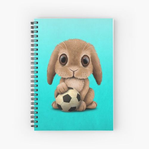 Cute Baby Bunny With Football Soccer Ball Spiral Notebook Bloc note