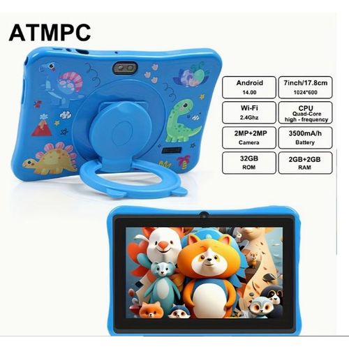 ablette 7 Pouces pour Enfants 32 Go ROM 4 Go RAM Android 140 avec WiFi 24G Écran Protection des Yeux Application Éducative Double Caméra Coque Antichoc Jeux Lecture - Offre Chaude Le Meilleur Cadeau pour Enfants Portable et Polyvalent