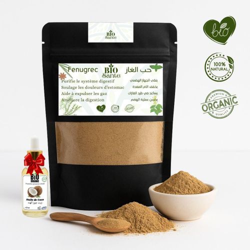 Fenugrec 150 g poudre naturelle pour tisane + huile de Coco 15ml gratuit