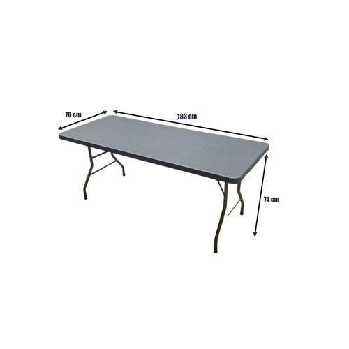 Table 183CM / 76CM de conférence et de réception pliante rectangulaire de qualité supérieure. Surface en polypropylène et pieds en métal peint.