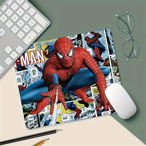 Tapis de souris en caoutchouc MARVEL Spider-Man Web-Slinging - Base antidérapante, tapis de bureau durable et portable pour le bureau, l'étude, les jeux vidéo - Design de bande dessinée vibrante avec motifs de toile, parfait pour les fans, tapis de bure