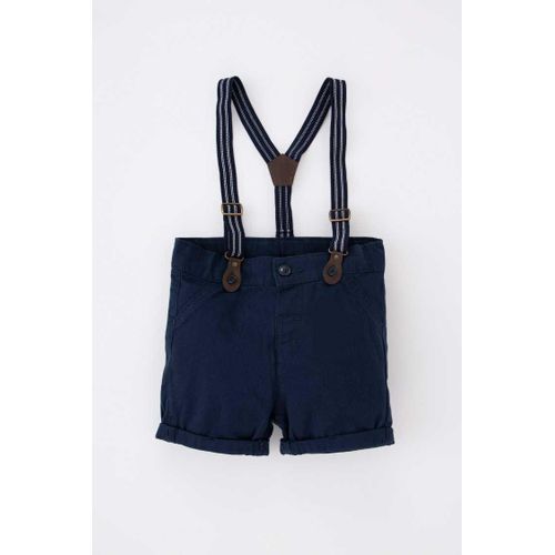Ensemble 2 pièces pour bébé garçon : short basique en gabardine avec pendentif. - Z2704A2 - Bleu Foncé