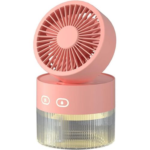 Mini Ventilateur Portable 3 en 1 Rechargeable USB – Humidificateur d'Air 350 ml avec Veilleuse LED
