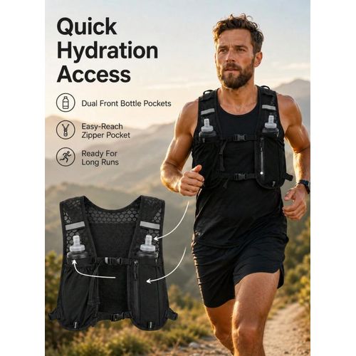 Sac à dos de course léger et respirant, Gilet de course à pied multi-poches pour téléphone Et bouteille d’eau