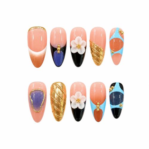 100% handmade gel press-on nails faux ongles OMNKM080-S