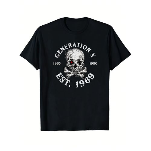T-shirt Localblack Génération X Crâne et os 1965 1980 Est 1969 Impression Graphique Vêtement Décontracté pour Hommes et Femmes