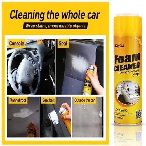Super Nettoyant en mousse polyvalent pour voiture et maison, Nettoyant multi-usage Tableau de bord, Siege Garniture, Nettoyant Chaussures, Cuir, Tapis, Multi-Purpose Foam Cleaner pour un Nettoyage en Profondeur, Spray de nettoyage 650ml