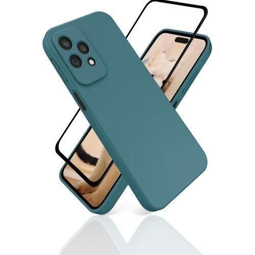 Case Pochette Souple Liquid Silicone pour Honor 200 lite vert avec Incassable Verre De Protection Verre Trempé écran