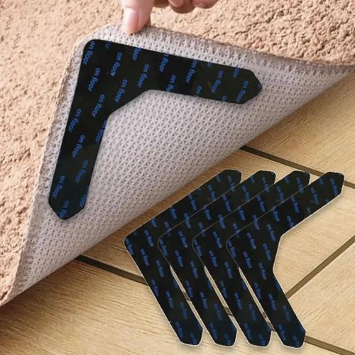 4PCS Autocollants Antidérapants à Boucles et Crochets – Fixation Forte pour Tapis, Canapés, Draps, Matelas et Sols