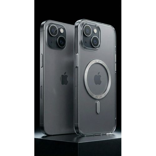 Coque Crystal Transparente Magnetique iPhone 13 Compatible MagSafe Dos PC Rigide Bumper TPU Souple