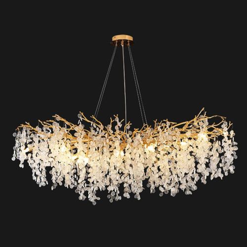 Lustre Moderne Chic Cristal 120cm Doré éclairage LED économique