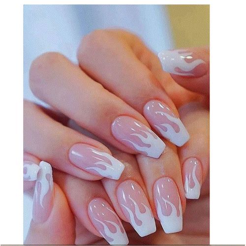 Boite de Faux Ongles 24 PCS, Motif Feu, Nails, Accessoires Pour Femme