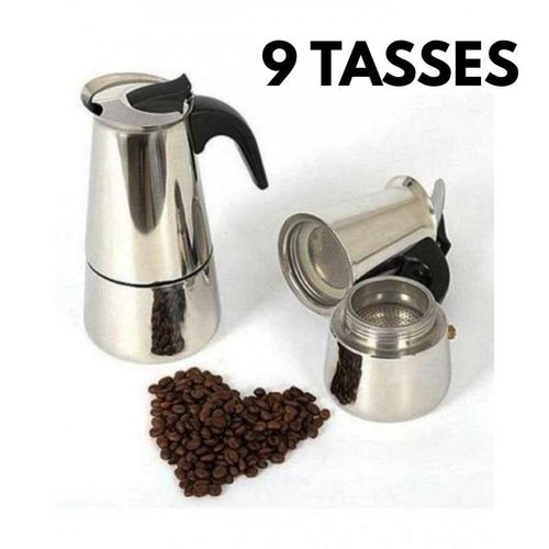 Cafetière espresso manuelle en inox 9 cups – design élégant et utilisation facile pour un café parfait chaque jour