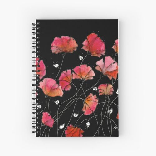 Wild poppies - Black background Spiral Notebook Bloc note